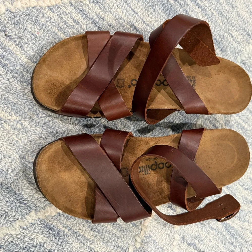 Papillio Brown Leather Sandals, size 8 - Picture 1 of 6
